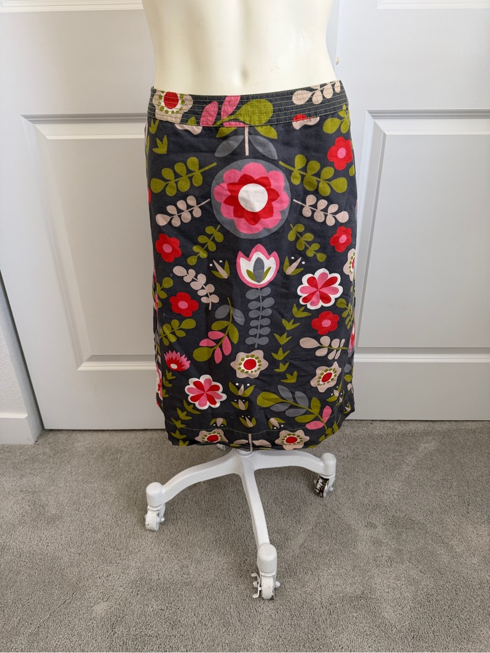 Boden Floral A-Line Cotton Canvas Skirt Size 6L